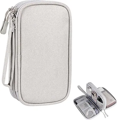Produktbild von Kabeltasche, Kabeltasche Organizer, Tragbare Kabel Organizer Tasche, Reise Elektronik Zubeh?r Tasche fš¹r Accessories Handy Ladekabel Powerbank USB Karten - Grau