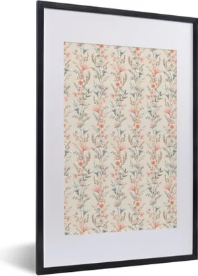 Produktbild von MuchoWow® MuchoWow® Gerahmtes Poster Blumen - Pastell - Farben 40x60 cm - Poster mit zchwarzem Bilderrahmen - Poster in Rahmen