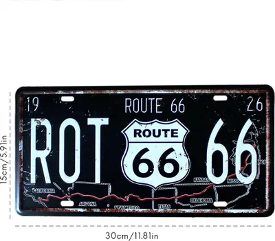 Zdjęcie produktu dla Route 66 USA R66 Tablica rejestracyjna American Metal Sign Vintage Tablica rejestracyjna Auto Garage Home Wall Decor