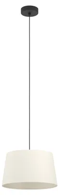 Immagine prodotto di EGLO Febres lampada a sospensione, lampada a sospensione su tavolo da pranzo, lampada per sala da pranzo in tessuto bouclé, metallo nero e tessuto bianco, attacco E27, Ø 35 cm