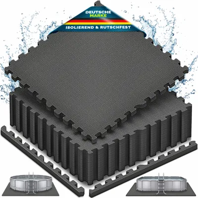 Image de Tapis de protection pour piscine tillvex® - 16 pièces - 62,5 x 62,5 cm | Tapis de sol de 1 cm d'épaisseur pour piscines, pataugeoires et jacuzzis | Tapis de piscine et de sol pour l'extérieur | Tapis de protection pour piscine, isolants thermiques
