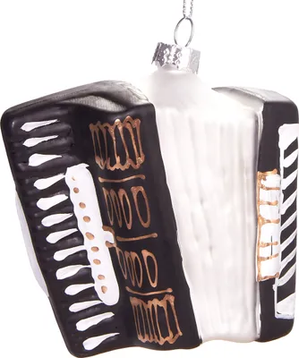 A close-up studio shot of an accordion ornament.