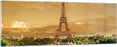 Produktbild von Bilder auf glas - Eiffelturm Frankreich Paris - 90x30cm - Glasbilder - Wandbilder - Kunstdruck - zum Aufhängen bereit - Wanddekoration aus Glas - Glas Bilder - Wandbild auf Glas - GAB90x30-0435