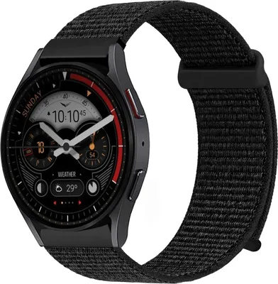 Produktbild von Smartwatch Armband für Samsung Galaxy Watch3 41mm Nylon Textil Band Ersatzband Wechselband Klettverschluss flexibel atmungsaktiv Schwarz