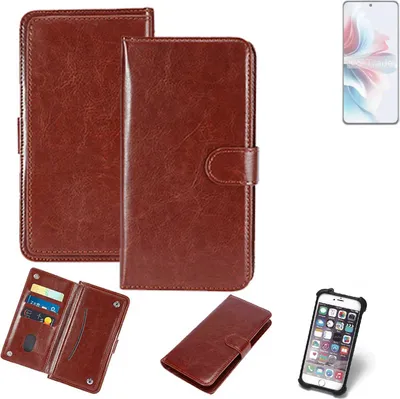 Produktbild von K-S-Trade 360° Hülle kompatibel mit Oppo Reno11 A braun Kunstleder Case BookCase WalletCase Kunstlederederhülle Handyhülle, Rundumschutz Bumper