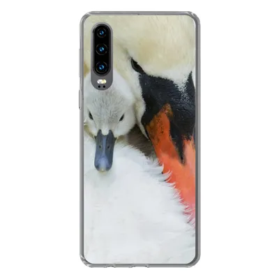 Produktbild von MuchoWow® Handyhülle Schutzhülle Hülle für Huawei P30 Schwan - Küken - Makro Silikon Softcase Handy Hülle - Kartenbesitzer