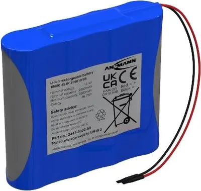 Produktbild von ANSMANN Li-Ion Akkupack mit Ausgangskabel, 4S1P, 37,44 Wh, 7,2 V, 5200 mAh