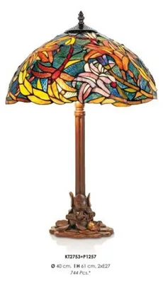 Produktbild von Handgefertigte Tiffany Hockerleuchte Tischleuchte Höhe 61 cm, Durchmesser 40 cm - Leuchte Lampe Leuchten, Lüster & Lampen Hockerleuchten