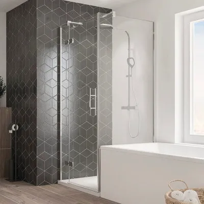 Produktbild von Verkürzte Seitenwand für Drehtür Breuer Avanta 75 cm Dekor Grau Profilfarbe chrom