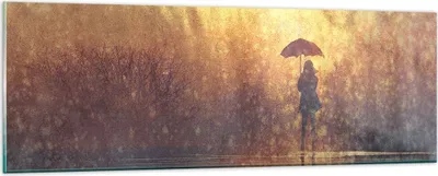 Produktbild von Bilder auf glas - Frau Regen - 90x30cm - Glasbilder - Wandbilder - Bilder - Kunstdruck - zum Aufhängen bereit - Wanddekoration aus Glas - Glas Bilder - Wandbild auf Glas - Einteilig - GAB90x30-3755