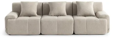 Obrázok produktu pre MILYSOFA SOFAMOUS, modulárna sedačka pre 3 osoby, s jednoduchým dizajnom, potiahnutá béžovou tkaninou typu chenille