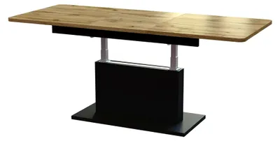 Produktbild von Ausziehbarer und höhenverstellbarer Couchtisch 126/168 cm in Eiche Wotan / Schwarz matt