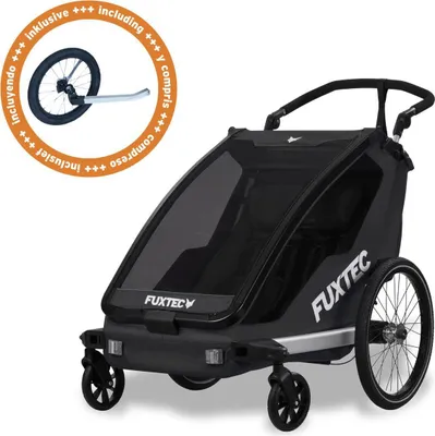 Zdjęcie produktu dla Przyczepka rowerowa dwuosobowa składana z kółkiem jogger