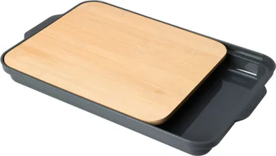 Image de Planche à découper Excellent Houseware avec plateau, bambou/polypropylène, 37,5 x 24 x 3,5 cm, marron/anthracite
