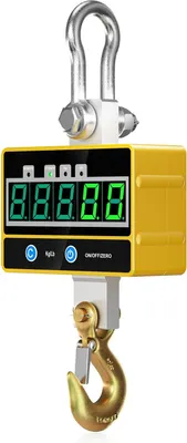 Immagine prodotto di Bilancia digitale per gru - Bilancia a sospensione - Capacità di carico 2 t/2000 kg - Ricaricabile - Telecomando - 220 V - Batteria inclusa - Adatta all'uso industriale - Gialla