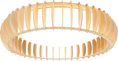 Produktbild von Trio Leuchten - Skandinavisch Skandinavische Deckenleuchte I Deckenlampe I Lampe I Leuchte Beige 60cm inkl. LED - Monte I Wohnzimmer I Schlafzimmer - Holz Rund - I (nicht austauschbare) LED