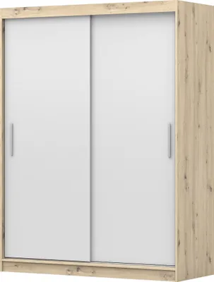 Produktbild von Schwebetürenschrank Kleiderschrank Schrank 150 cm Artisan/Weiß ohne Spiegel Vista 04