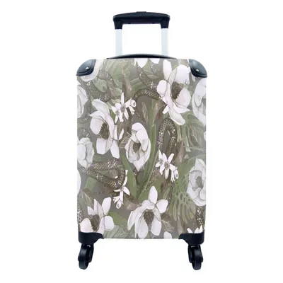 Produktbild von MuchoWow® Koffer Handgepäck Trolley Rollkoffer Kleine Reisekoffer mit 4 Rollen - Blumen - Dschungel - Muster - Cabin Size < 55x40x23 cm & 55x40x20 cm - Fotokoffer - Kabinenkoffer - Boardgepäck - Reise-Box - Reisekoffer - Reisegepäck - Koffer mit Bild - Trolley für Kinder