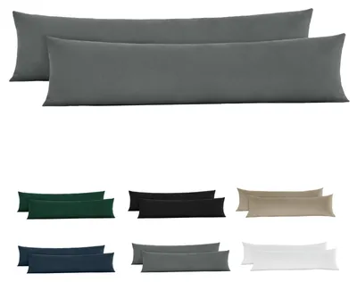 Produktbild von Kissenbezug für Seitenschläfer, 40 x 145 cm, Baumwolle – grauer Kissenbezug, 40 x 145 cm, 2er-Set; weicher, -er Bezug, 145 x 40 cm, anthrazit, für Stillkissen und Seitenschläfer mit extra langem Reißverschluss