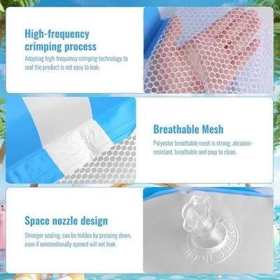Produktbild von 4-teilige Luftmatratze Schwimmbad 2 Stück Wassersitzmatte mit Beistell und Armlehnen Wassersitzmatte mit Netz inklusive Handpumpe - Ideal für Strand See und Schwimmbad