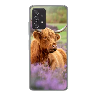 Produktbild von MuchoWow® Handyhülle Schutzhülle Hülle für Samsung galaxy a73 Schottischer Highlander - Braun - Büsche Silikon Softcase Handy Hülle - Handyhülle