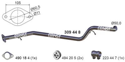 Produktbild von ERNST Abgasrohr Auspuffrohr für FORD Kuga Mk2 (DM2) 309448