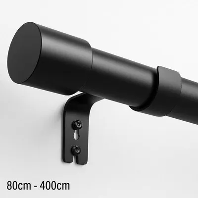 Imagen del producto de Barra de cortina Unyqoos® de acero, extensible de 80 a 400 cm, color , incluye 3 soportes de refuerzo, apta para cortinas de peso ligero a pesado