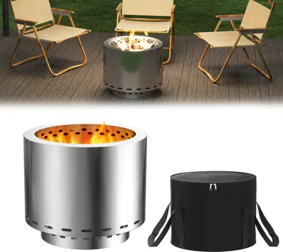 Produktbild von UISEBRT Großer Edelstahl Campingofen 49 cm – Raketenofen für Outdoor, Zelten & Garten, großvolumig, effizient, für Gruppen, inkl. Transporttasche