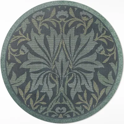 Produktbild von Pflanzliche und florale Ornamente – Vinyl Küchenteppich – fi 50cm – Rutschfest, pflegeleicht & langlebig