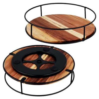 Produktbild von 2 Stück Drehteller Organizer aus Holz, 23 cm Servierplatte, 5,5 cm Höhe Gewürzregal, Lazy Susan für Küche und Speisekammer