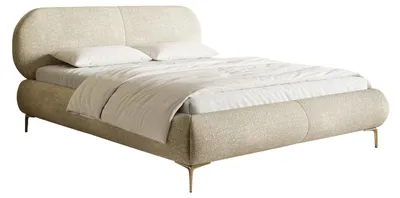 Produktbild von Selsey Ovalle - Doppelbett, Polsterbett mit goldenen Metallbeinen, Beige 140 cm