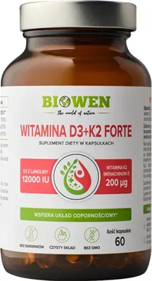 Immagine prodotto di Biowen Vitamina D3 + K2 Forte 12000 UI 60 capsule