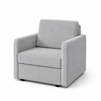 Produktbild von Sessel ARIA mit Schlaffunktion 95 × 84 x 95 cm in Hellgrau Cordstoff  Liegefläche 83 × 190 cm