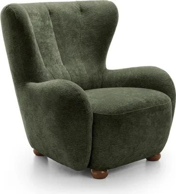 Produktbild von Ohrensessel FILO Dress Me 19 Flaschengrün Sessel Relaxsessel Fernsehsessel Holzfüße Natur