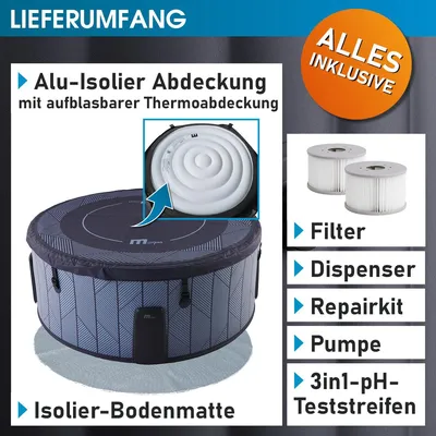 Produktbild von BRAST Whirlpool aufblasbar MSpa Tidal für 6 Personen | Ø173x65cm | 138 Massagedüsen in 3 Intensitäten | In- Outdoor Pool | Ganzjähriger Einsatz Winterfest | einfache Steuerung per App