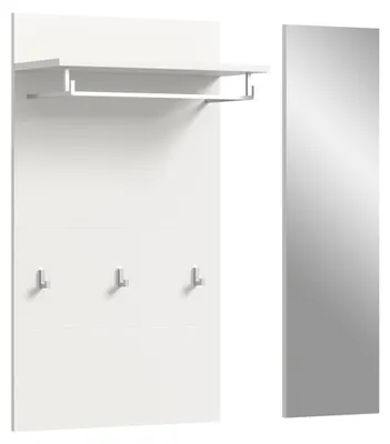 Productafbeelding van Garderobe paneel met spiegel in wit, ca. 90x106x27 cm