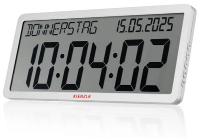 Produktbild von Kienzle Funkwanduhr mit Datum und großem LCD Display Weiß 36,5 cm