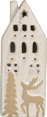 Produktbild von Clayre & Eef Dekoratives Haus mit LED 7x6x19 cm Beige Keramik