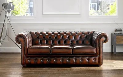 Productafbeelding van Chesterfield Sofa Polster Couch 3 Sitzer Ledersofa Original Braun Couchen Sofas