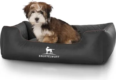 Produktbild von Knuffelwuff Hundebett Milan aus laser-gestepptem Kunstleder M-L 85 x 63cm Schwarz