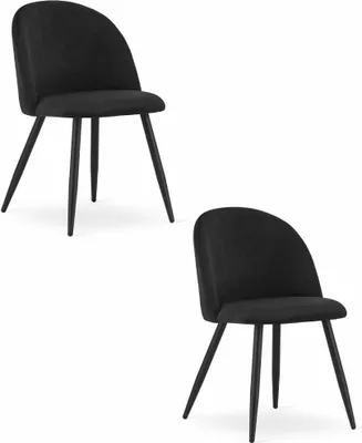Image de Chaise - Leobert - Bello - Velours Noir/Pieds Noirs - Lot De 2