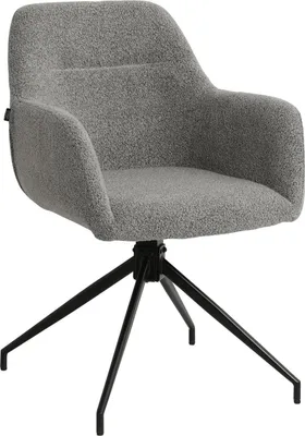 Image de Chaise de salle à manger grise moderne - Fauteuil - pivotant à 360° - rembourrage confortable en tissu teddy