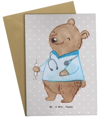 Produktbild von Mr. & Mrs. Panda Grußkarte Anästhesist Herz - Grau Pastell - Geschenk, Krankenhaus, Anästhesie, Studium, nach Der OP, vor, kommunionskarte, osterkarte, osterkarten