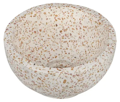 Productafbeelding van Differnz River Waskom 25 cm - Wastafel Opzetwastafel Terrazzo Beige - Wasbak Waskom Opbouw voor Wastafelblad of Wastafelmeubel - Spoelbak Compact met Ø45 mm Afvoer - 25 x 12 cm