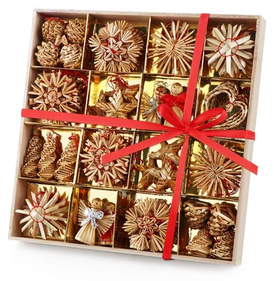 Produktbild von Set mit 60 Stück Strohsterne, Weihnachtsdekoration – Natürliche, handgefertigte Dekoration