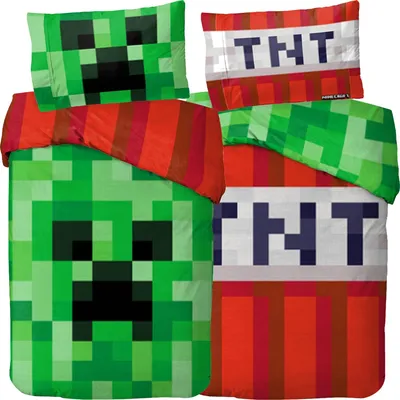 Obrázok produktu pre Sada obliečok na prikrývku Minecraft, motív Creeper, 135 x 200 cm