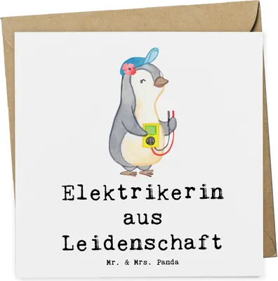 Produktbild von Mr. & Mrs. Panda Klappkarte Elektrikerin Leidenschaft - Weiß - Geschenk, Grußkarte, Beruf, faltkarte, Glückwunschkarte, Ausbildung, Spruch, anlasskarte, doppelkarte