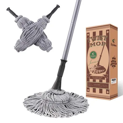 Produktbild von Wischmopp Bodenwischer Drehmopp - 2 Wischköpfe - 146 cm Stiel - Auswringbar