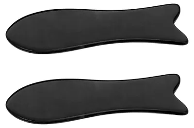 Produktbild von 2 Stück Gua Sha Gesichtsmassagegerät aus natürlichem Ochsenhorn für Hautpflege und Muskelentspannung