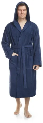 Hauptbild von wadenlanger Herren Bademantel Pacific aus 100% Baumwolle von Arus in der Farbe Marine